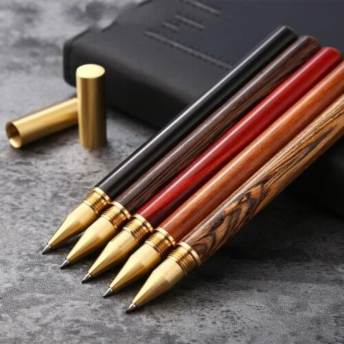 High quality luxury vintage Wood Body ballpoint pen Brass ball roller pen metal cap Stationery School supplies Canetas escolar