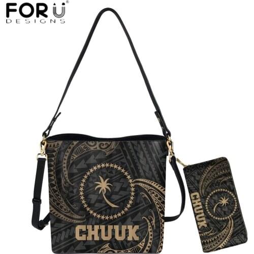 FORUDESIGNS High Quality Polynesian Chuuk Tribal Pattern Printing Women Shoulder Bag And Purse Luxury Crossbody Wallets