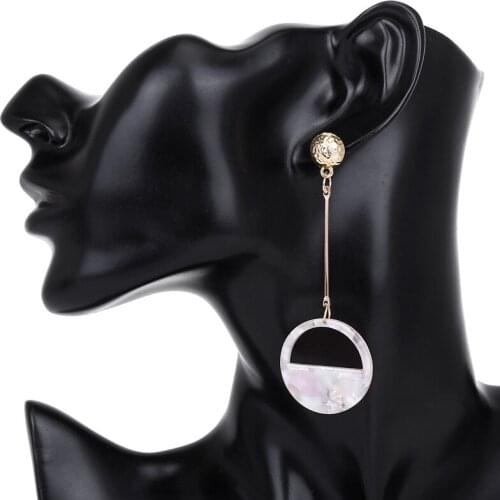 MESTILO Trendy Vintage Geometric Asymmetrical Acrylic Drop Earring For Women Boho Ethnic Round Circle Resin Long Dangle Earrings
