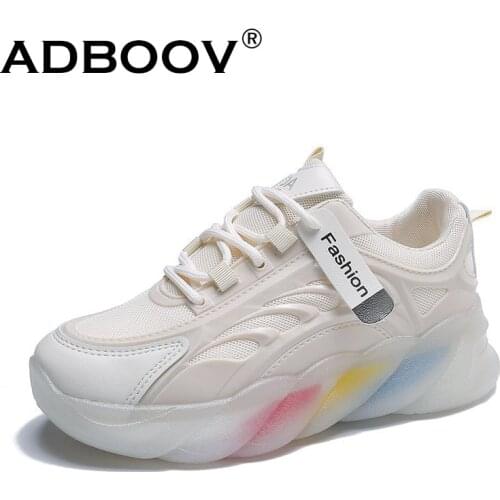 ADBOOV New 2021 Rainbow Sole Fashion Sneakers Women Breathable Comfortable Casual Shoes Female