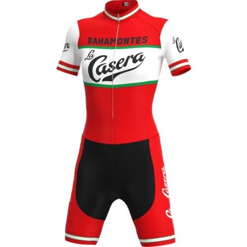 1973 Competition Spain La Casera Team Retro Woman Cycling Jumpsuit Triathlon Short sleeve Skinsuit suit maillot ciclismo mujer