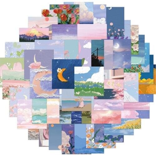 10/30/50PCS ins landscape oil painting Stickers Waterproof Car Motorcycle notebook Luggage Suitcase Graffiti DIY Sticker