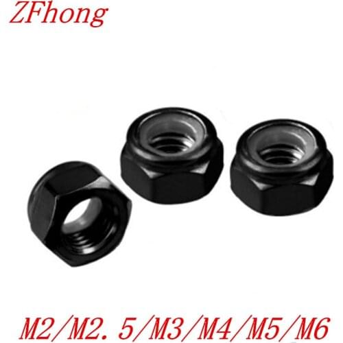 20-50pcs black nylon lock nut DIN985 M2 M2.5 M3 M4 M5 M6 m8 black zinc Nylon Self-locking Hex Nuts Locknut Slip Lock Nut