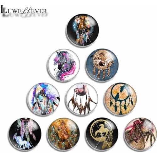 10mm 12mm 14mm 16mm 20mm 25mm 473 Dreamcatcher Mixed Sale Round Glass Cabochon Jewelry Finding 18mm Snap Button Charm Bracelet