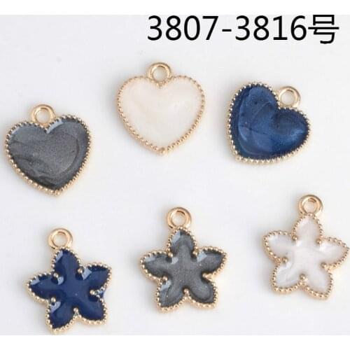 10pcs The little drops of oil alloy metal love flower shaped earrings jewelry pendant, DIY enamel heart charms bracelet dangle