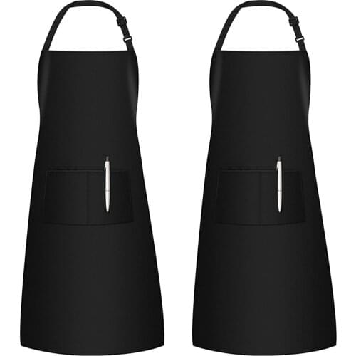 2 Pack Adjustable Bib Aprons, Waterdrop Resistant Apron with 2 Pockets Cooking Kitchen Restaurant Aprons for BBQ Drawing