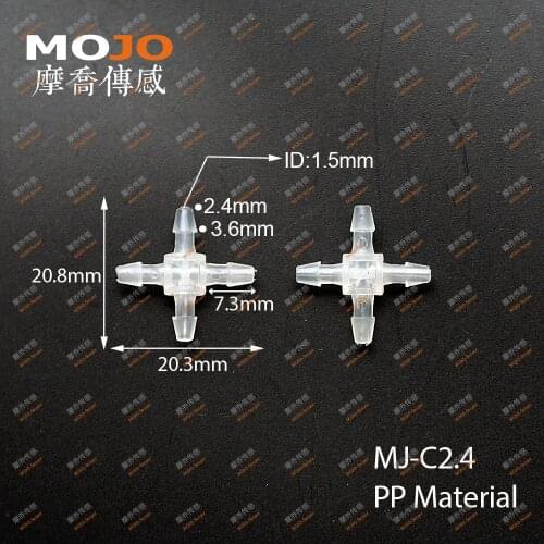 2020(10pcs/Lots) MJ-C2.4 PP material Plastic hose joint multiple pass pipe connectors 2.4mm four way pipe fitting