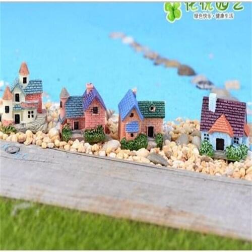 Mini cottage Micro landscape bonsai garden villa DIY model decoration home decoration 4 PCS