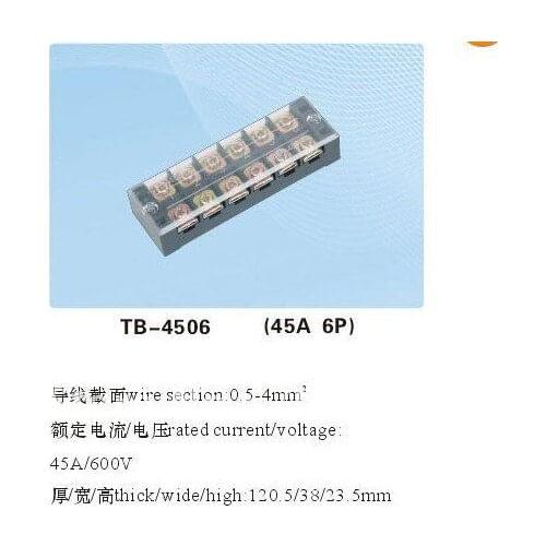 5pcs 600V 45A Double Row 6 Position Terminal TB4506
