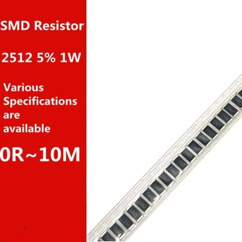 50pcs 2512 5% SMD Resistor 0R ~ 10M 1W 4.7R 22R 6.8R 8.2R 1K 2.2K 10K 100K 300K 470K 1R 10R 100R 150R 180R 220R 330R 470R 1M