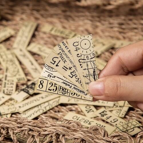 60pcs Vintage European and American bills English phrase stickers DIY scrapbooking base collage gift sealing decoration stickers
