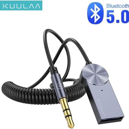 KUULAA Aux Bluetooth Adapter Dongle Cable For Car 3.5mm Jack Aux Bluetooth 5.0 Receiver Speaker Audio Music Wireless Transmitter