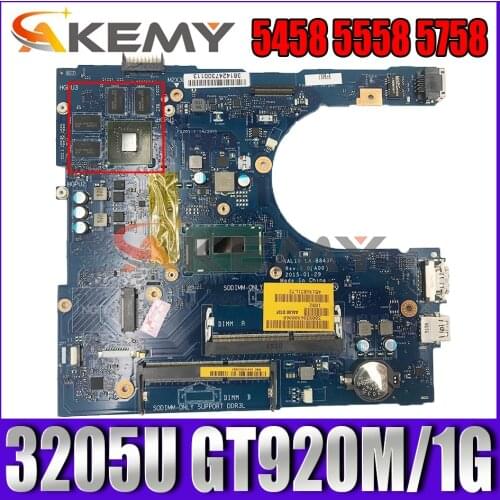 Akemy AAL10 LA-B843P REV:1.0(A00) 3205U 920M/1GB FOR Dell INSPIRON 5458 5558 5758 Laptop Motherboard CN-0F0T2K F0T2K Mainboard