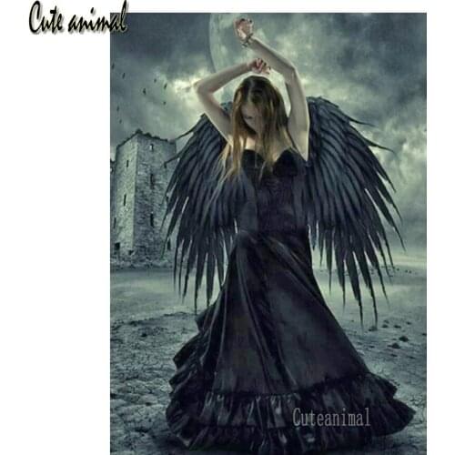 5D DIY Diamond Painting Full Drill Square Angel Woman Wings Moon Diamond Embroidery Mosaic Needlework Decoration Home Art 2021