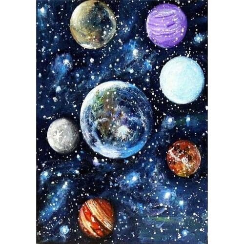 ARMYQZ DIY 5D Diamond Painting Square Full Round Drill Diamond Art by Numbers Kit Diamonds Embroidery for Wall Decor Planets