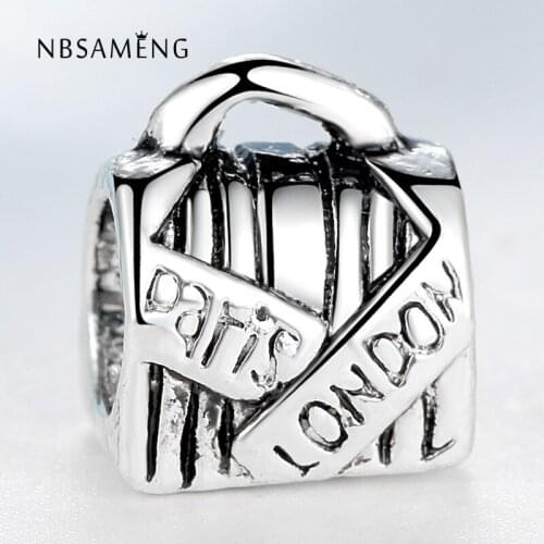 Free shipping Silver Plated bead Charm Antique Paris & London Handbag Beads Fit Women Bracelet & Bangle DIY Jewelry H511