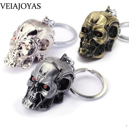 Motorcycles Keyring Movie Terminator 3D Skull Head Alloy Keychain Charms Mens Keychains Ghostface Jewelry Accessories Wholesale