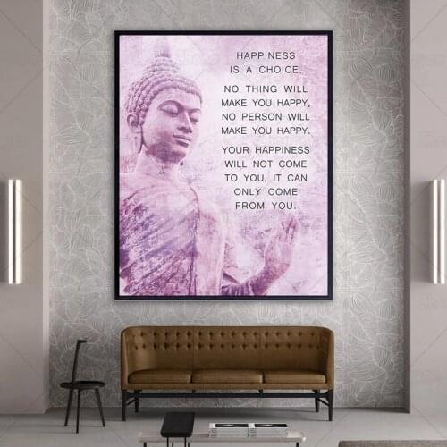 Buddhism Happiness Quote Inspirational Saying Poster Zen New Age Wall Art Home Decor for Spa Meditation Room Yoga Studio Gift