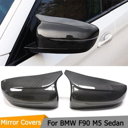 For BMW F90 M5 Sedan 4 Door 2018 2019, Carbon Fiber Car Rear View Side Mirror Cover Cap Replacement / Add On Mirror Cover Shell