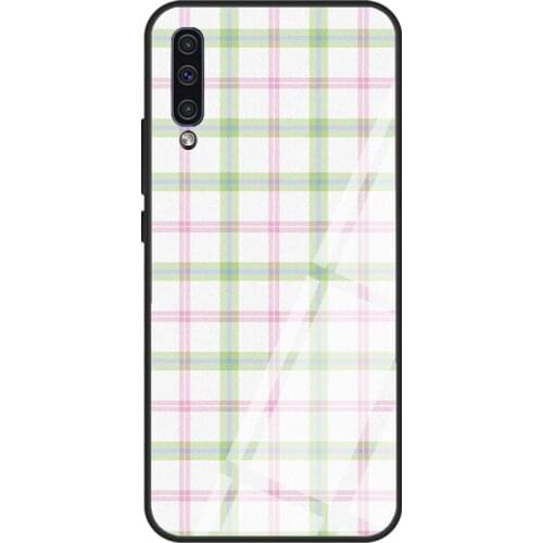 Summer Plaid Tempered Glass Phone Case For Samsung A12 A32 A52 A72 A51 A71 A31 A40 A50 A70 A20e A21S