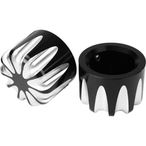 Black 29mm CNC Groove Front Axle Nut Cover Bolt For Harley Dyna Softail FLHT VRSC Touring