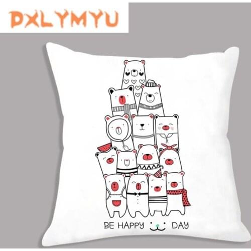 Decorative Cushion for Sofa Decor Cartoon Giraffe Lion Rabbit Bear Animals Print Cushion Nordic Throw Pillow Soft Pillowcase