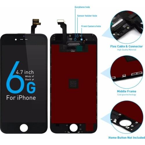 Parts For Apple iPhone 6 6g 4.7" LCD Display + Touch Screen Digitizer Assembly A1549 A1586 A1589 Black & White with Frame