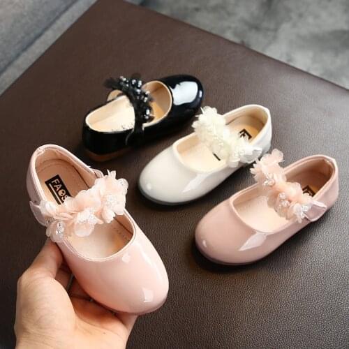 Toddler Infant Kids Girl Lace Crystal Bright Princess Party Leather Shoe Dance Shoe Solid Hook & Loop Childrens Shoes For Girls