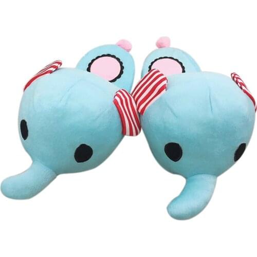 Cartoon Elephant Slippers Household Floor Lovers Cute Elephant Shoes Bottom Warm Kids Slippers Girls Home Indoor Plush Flats
