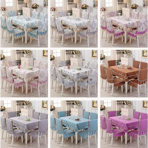 Europe Lace Floral embroidery Tablecloth For Wedding Table Cloth tea tablecloths 1PCS tablecloth 6PCS chair cover bundle sale A2