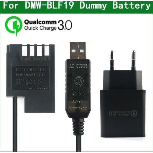 DMW-BLF19 Dummy Battery DMW-AC8 DMW-DCC12 DC Coupler for Panasonic DMC-GH3 DMC-GH4 DC-GH5 DC-G9