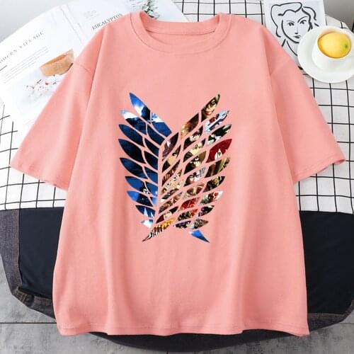Attack On Titan Anime Printing Womens T-Shirt Style O-Neck T-Shirts Fashion Breathable Tshirt Simplicity Quality WomenTees Shirt