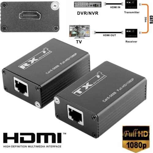 HDMI-compatible Extender via single cat6 up to 30M 1080P HD RJ45 TX/RX Over CAT6 2 Ports HDMI-Compatible Extender Splitter