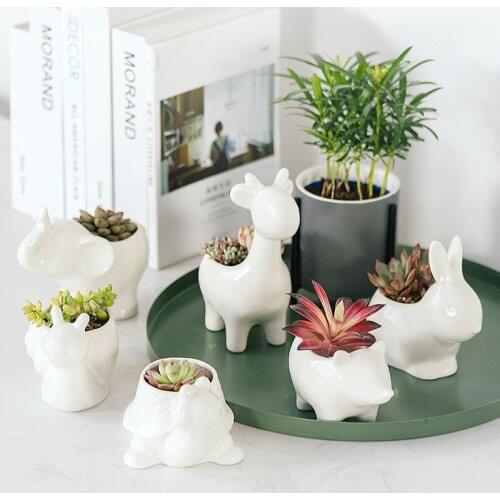 Simulation Animal Ceramic Vase Desktop Creative Green Plants Potted Plants Living Room Bedroom Cute Ornaments Christmas Gifts