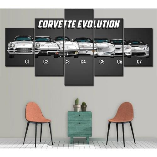 Painting On Canvas Wall Art Framework Home Decorative Room HD Printed 5 Panel Modular Pictures Chevrolet Corvette Car Poster