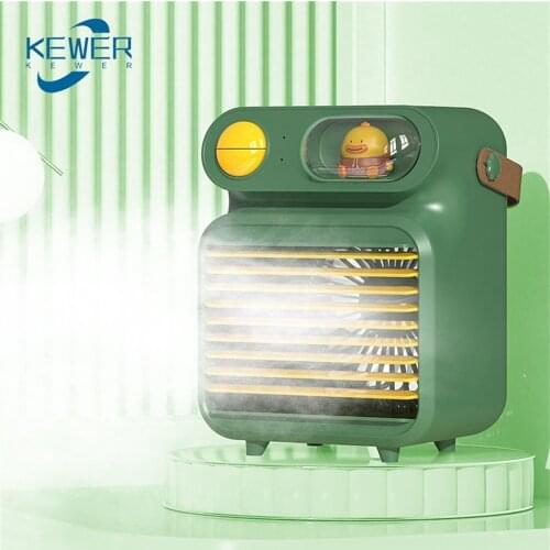 KEWER Air Cooler Desktop Mini Fan Portable Air Conditioner Cooling Fan Humidifier Purifier Multifunction Table Fan Night Light