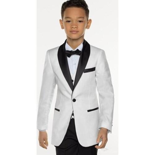 Custom Made Flower Boys Suits Kids Suits Groom Wedding Black Shawl Lapel Tuxedos 3 Piece Suits Prom Suit(Jacket+Vest+Pant)