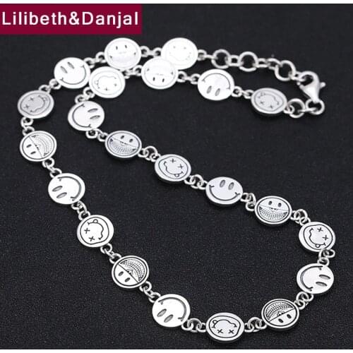 Collares de moda 2019 Necklace Pendant 100% Real 925 Sterling Silver Women accesorios mujer Fun Smile Necklace fine Jewelry N01