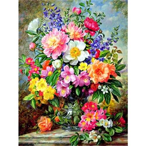 Flower Bouquet DIY 11CT Embroidery Cross Stitch Kits Craft Needlework Set Printed Canvas Cotton Thread Home Decoration Sell