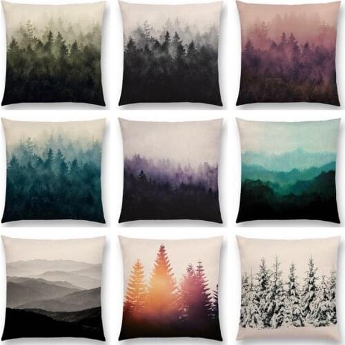 MIAOTU Forest Tree Throw Pillow Covers Nature Pillow Case Cotton Linen Cushion Cover for Sofa Living Room Decorative Pillows
