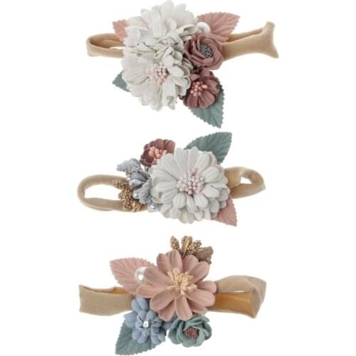 2020 New Lovely Baby Headband Fake Flower Nylon Hair Bands For Kids Artificial Floral Elastic Head Bands Headwear