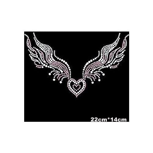 6 piece/lot Heart wing Necklace design hotfix panel pressing, heat transfer design iron on motifs spatches, DIY motifs,wholesale