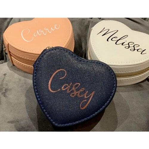 Personalized Heart Bridesmaid Party Proposal Gifts, Jewelry Tavel Case, Customized BrideTravel Case, Travel Jewelry Box Case