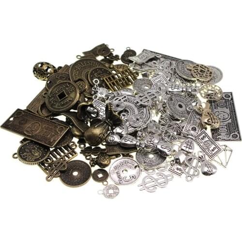 25pcs/lot Vintage Silver Bronze Mixed Alloy Currency Charms for Jewelry Making Pendant Necklace Bracelet Making DIY Handmade