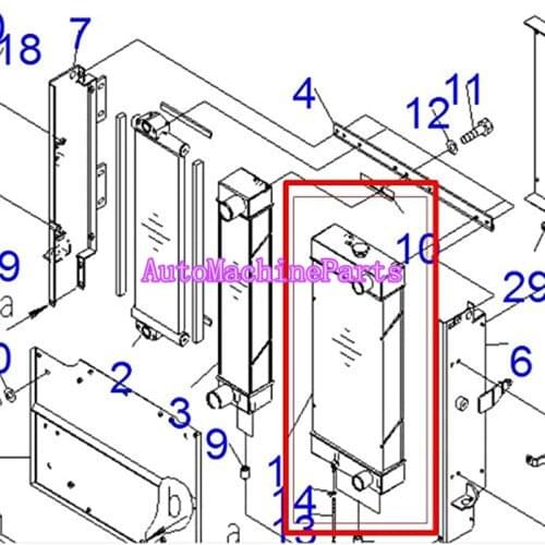 Water Tank Radiator 418-03-31112 418-03-31113 for Komatsu Wheel Loader WA200-5 WA250-5
