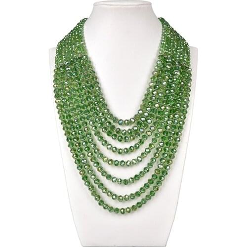Size For Faceted 4*6&5*8mm Green multi-layered cutting Glass Stone Manual Diy Design For Crystal Necklace 17-25inch Gem H219