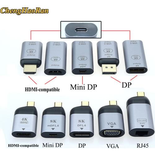 USB Type C HDMI-compatible Cable 4K 2.0 Converter USB C Adapter For MacBook Samsung S10 Huawei P40 Xiaomi Type C To DP RJ45 VGA