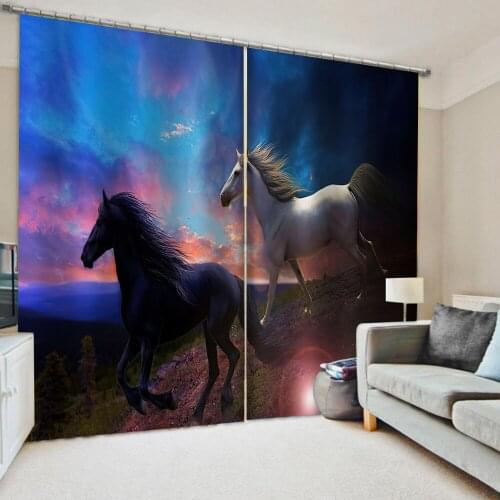 Morden horse curtains 3D Window Curtains For Living Room Bedroom Drapes Cortina Customized size 3d curtains