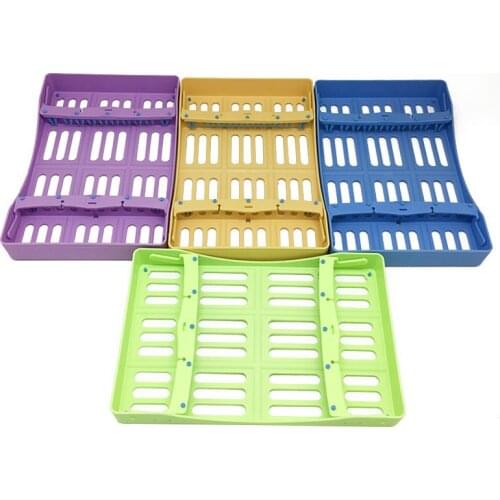 Dental Instrument Box 10pcs Dental Holders Box Sterilization Box 135℃ Autoclavable Colorful Dental Disinfection Box