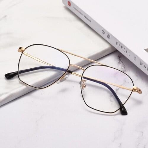 Titanium Double Bridge polygon myopia glasses frame mens glasses Optical glasses frame women prescription eyeglasses